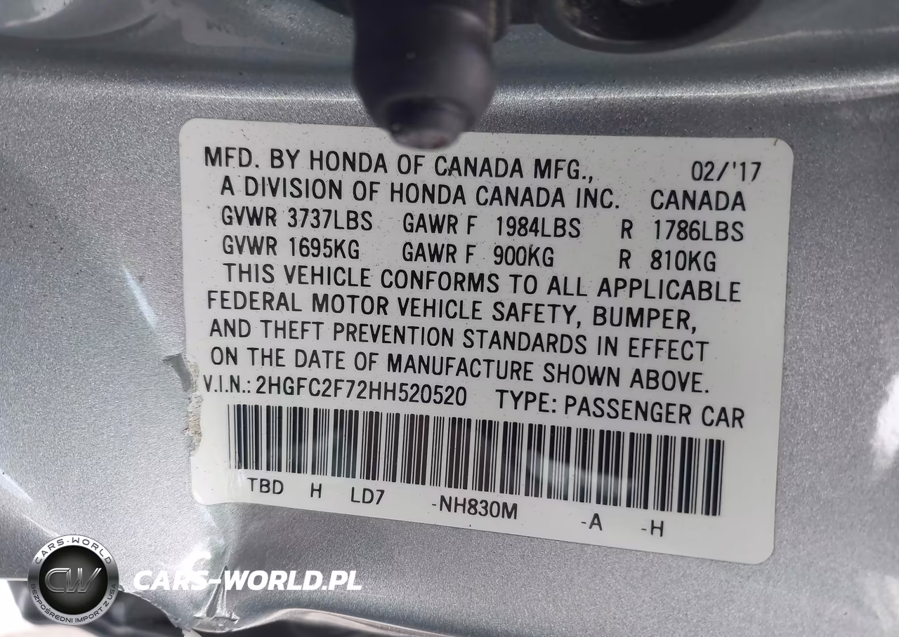 2017 Honda Civic Ex VIN:2HGFC2F72HH520520 - 9