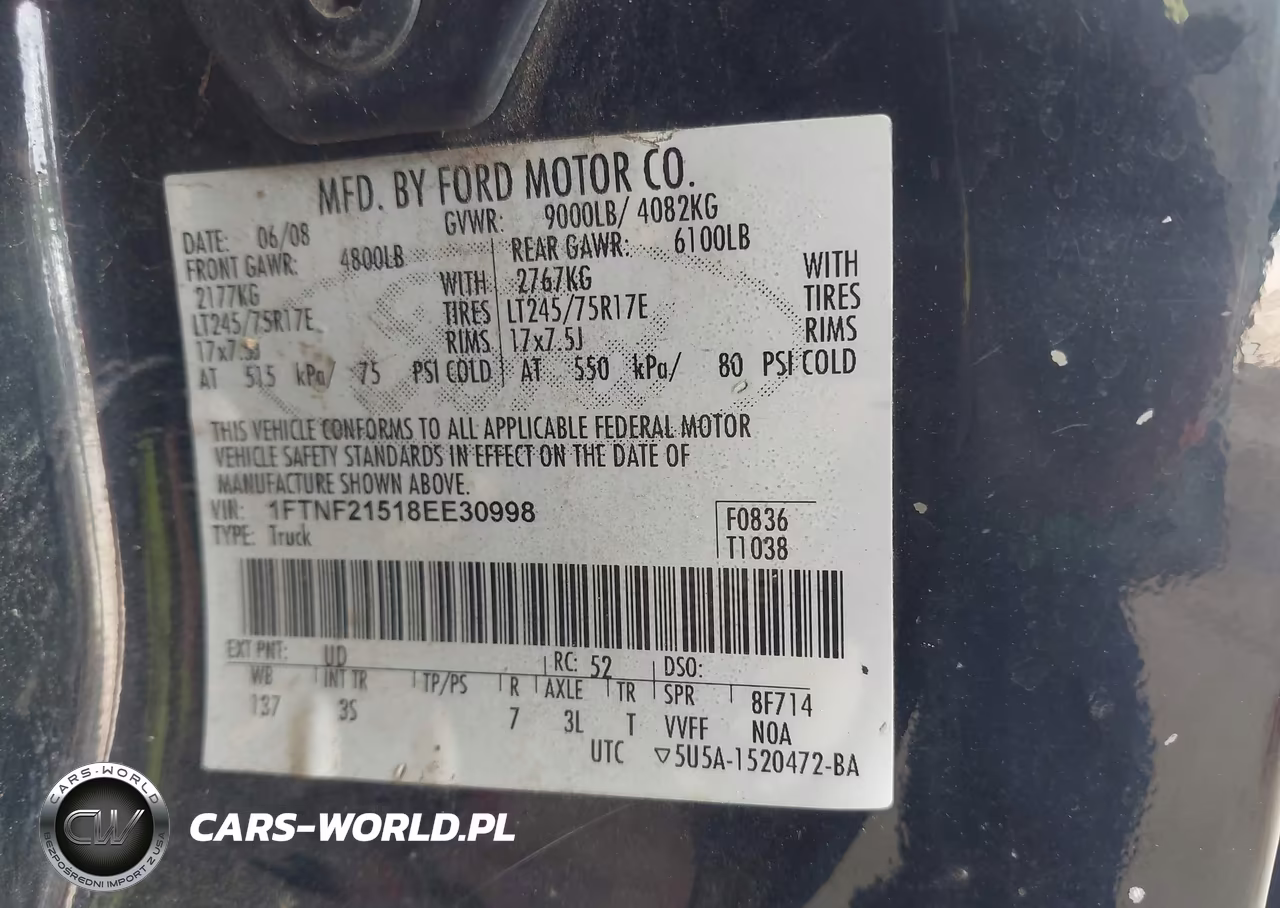 2008 Ford F-250 Xl-Xlt VIN:1FTNF21518EE30998 - 9