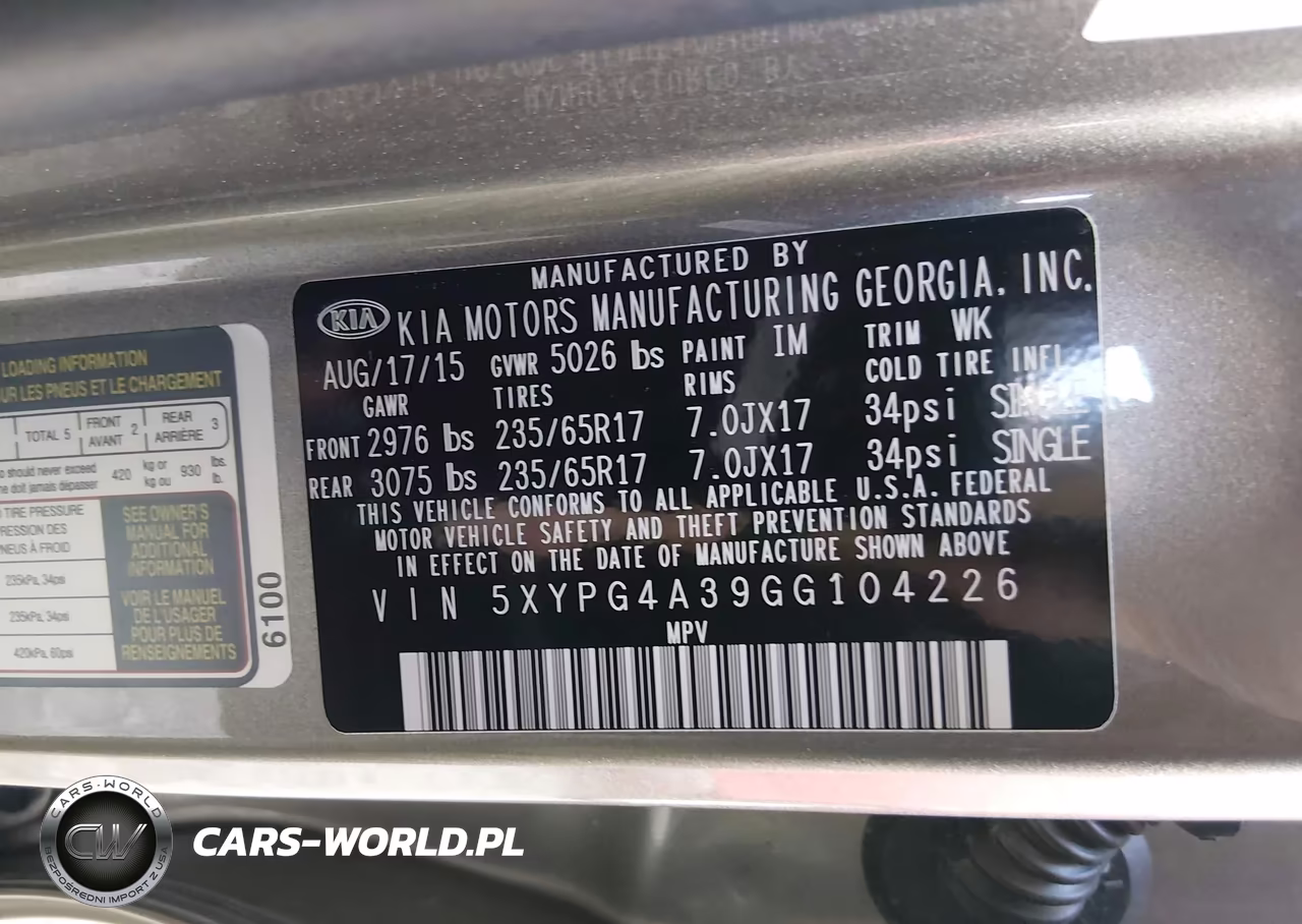 2016 Kia Sorento 2.4L Lx VIN:5XYPG4A39GG104226 - 9