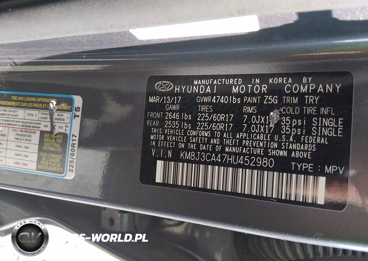 2017 Hyundai Tucson Se Plus VIN:KM8J3CA47HU452980 - 9