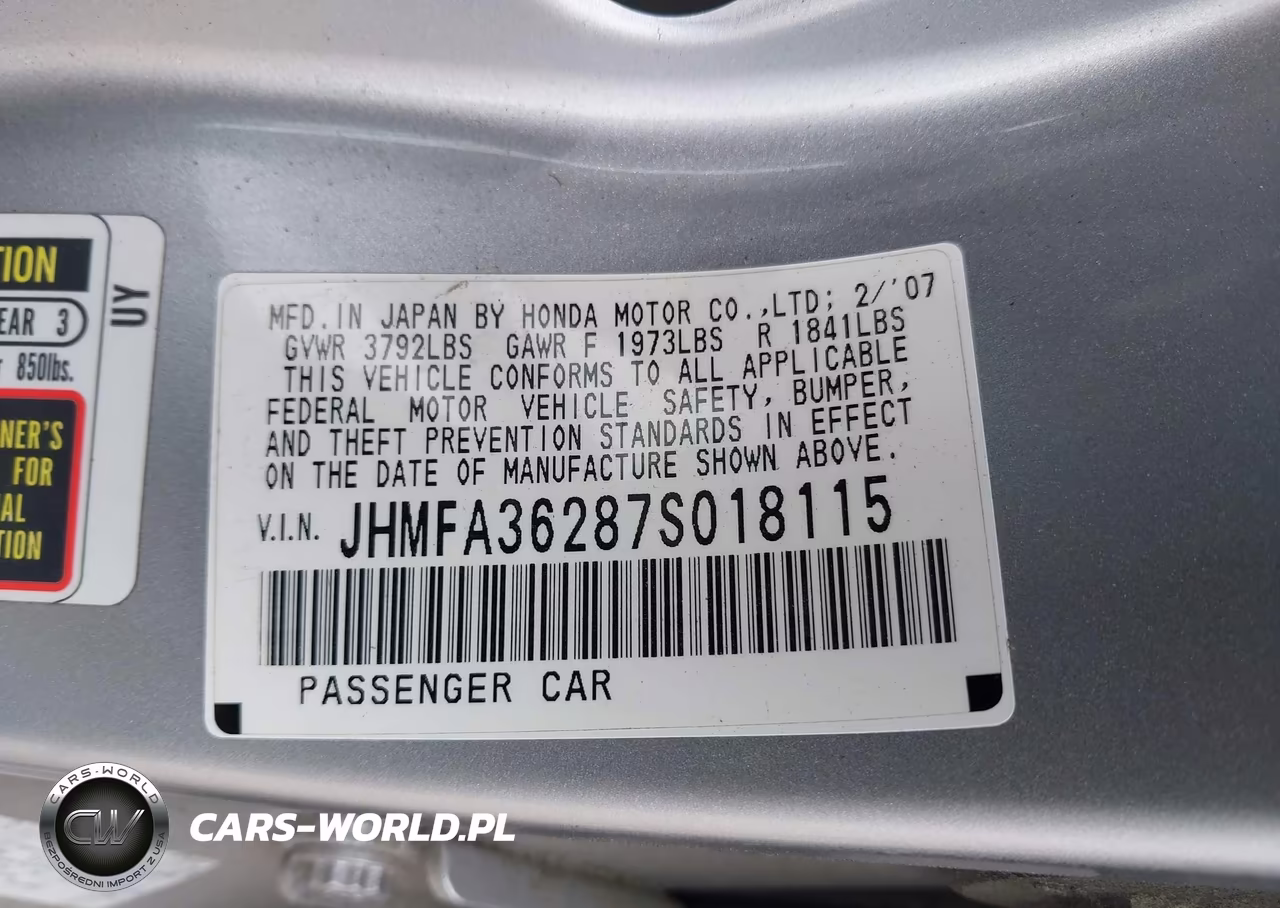 2007 Honda Civic Hybrid VIN:JHMFA36287S018115 - 9