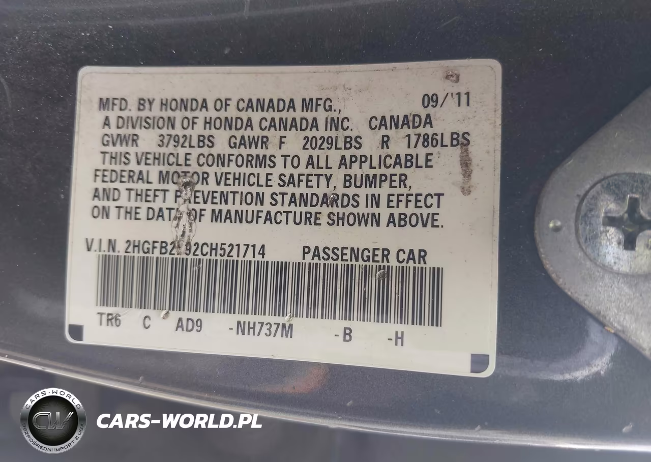 2012 Honda Civic Ex-L VIN:2HGFB2F92CH521714 - 9