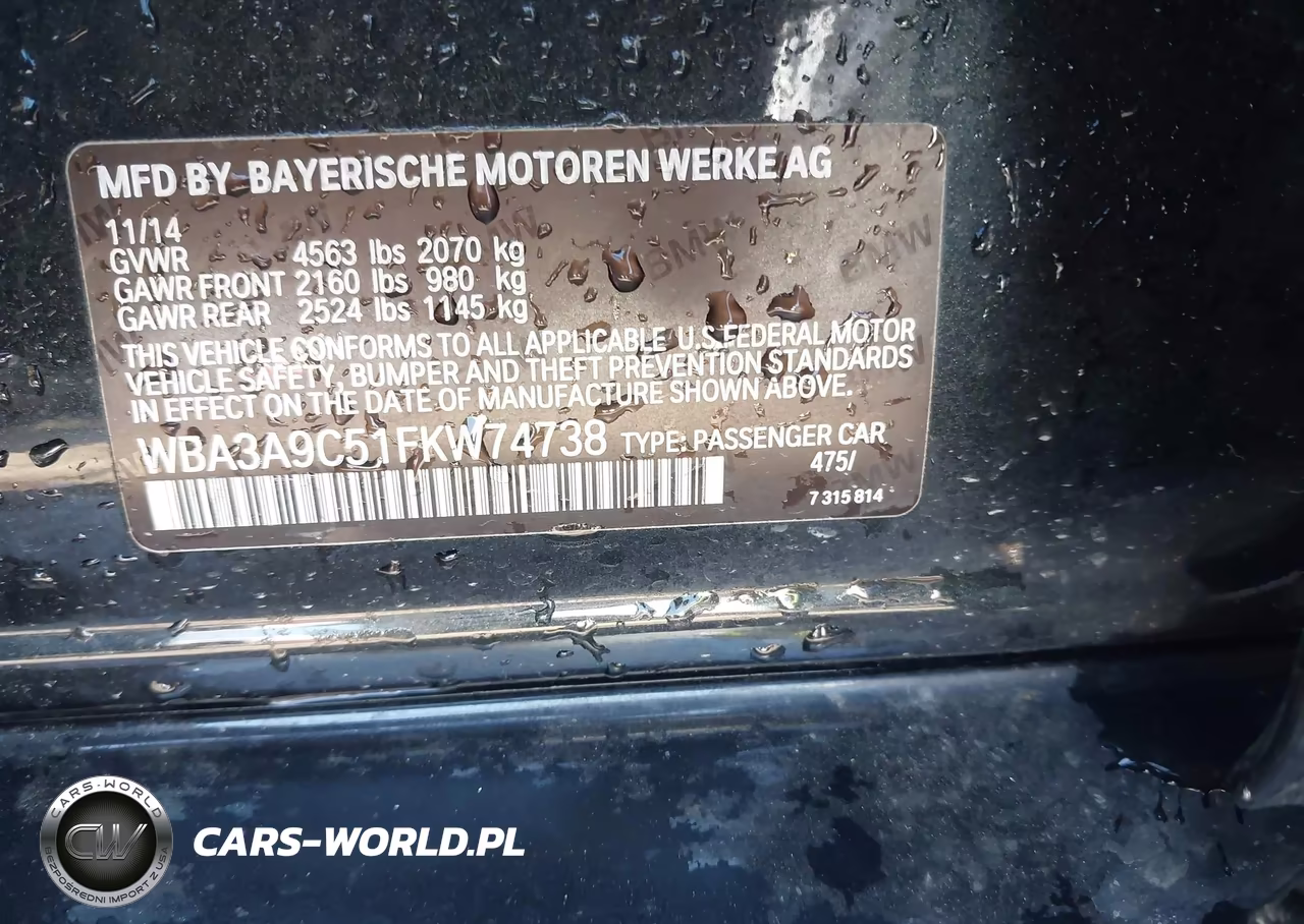 2015 BMW 335I VIN:WBA3A9C51FKW74738 - 9