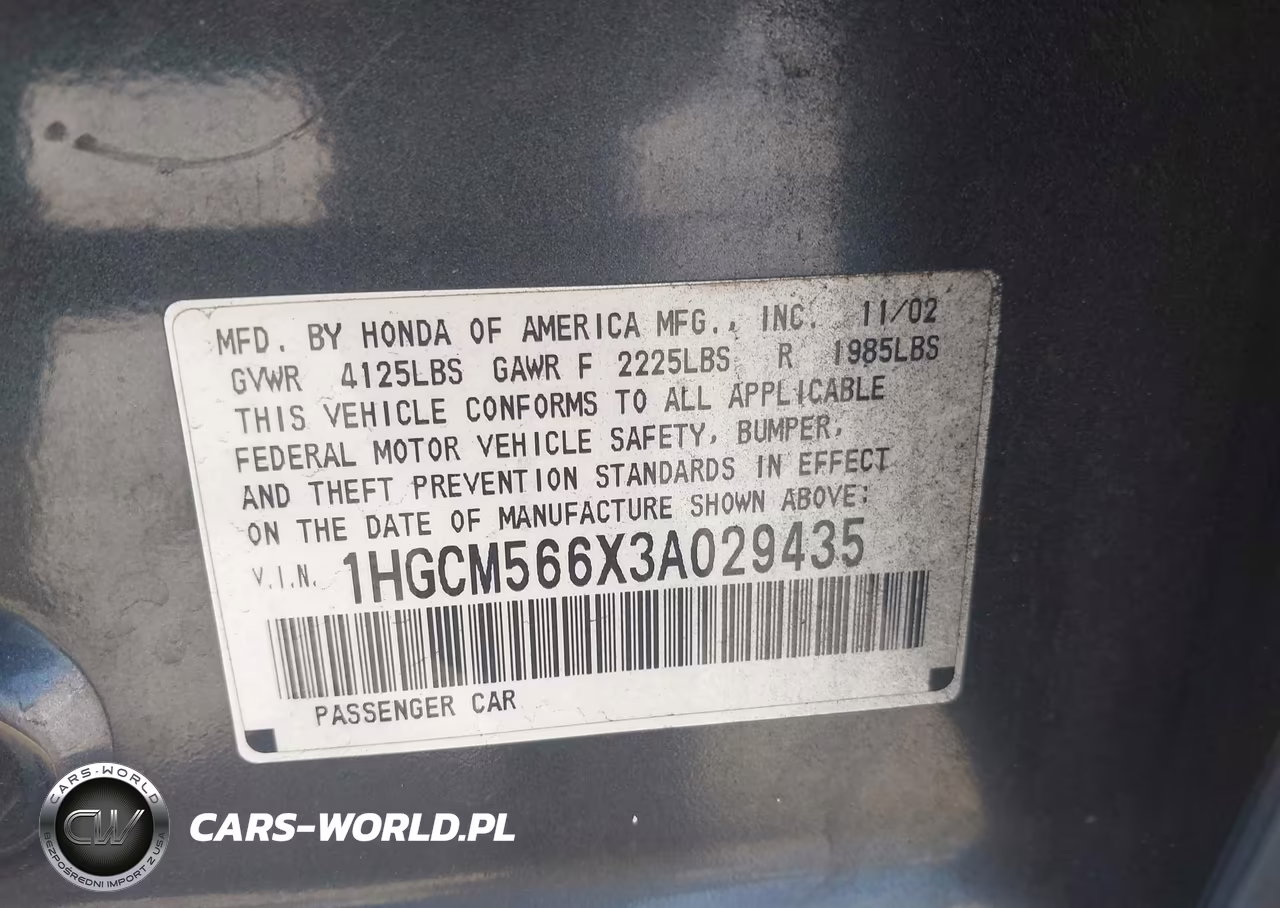 2003 Honda Accord 2.4 Ex VIN:1HGCM566X3A029435 - 9