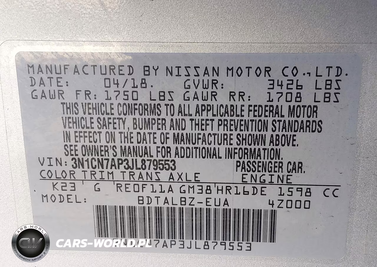 2018 Nissan Versa 1.6 Sv VIN:3N1CN7AP3JL879553 - 9