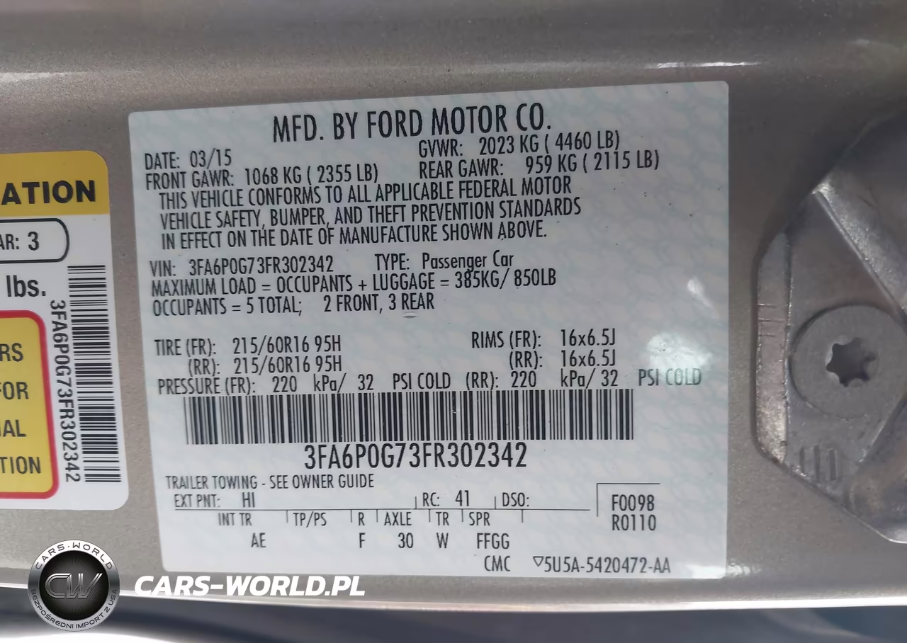 2015 Ford Fusion S VIN:3FA6P0G73FR302342 - 9