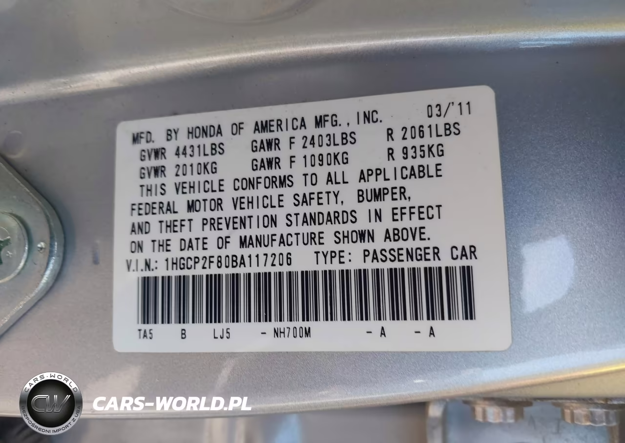 2011 Honda Accord 2.4 Ex-L VIN:1HGCP2F80BA117206 - 9