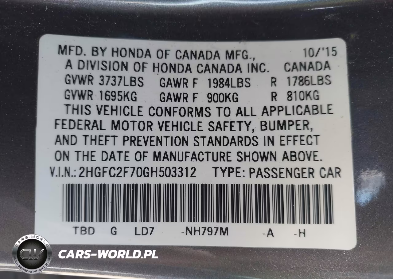 2016 Honda Civic Ex VIN:2HGFC2F70GH503312 - 9
