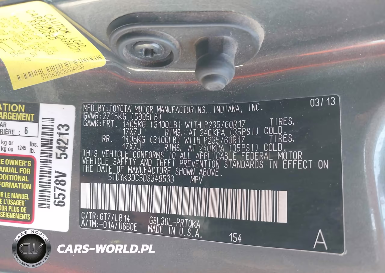 2013 Toyota Sienna Xle V6 8 Passenger VIN:5TDYK3DC5DS349533 - 9