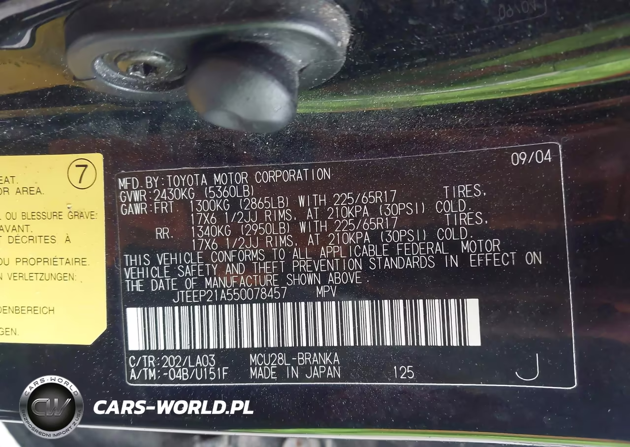 2005 Toyota Highlander Limited V6 VIN:JTEEP21A550078457 - 9