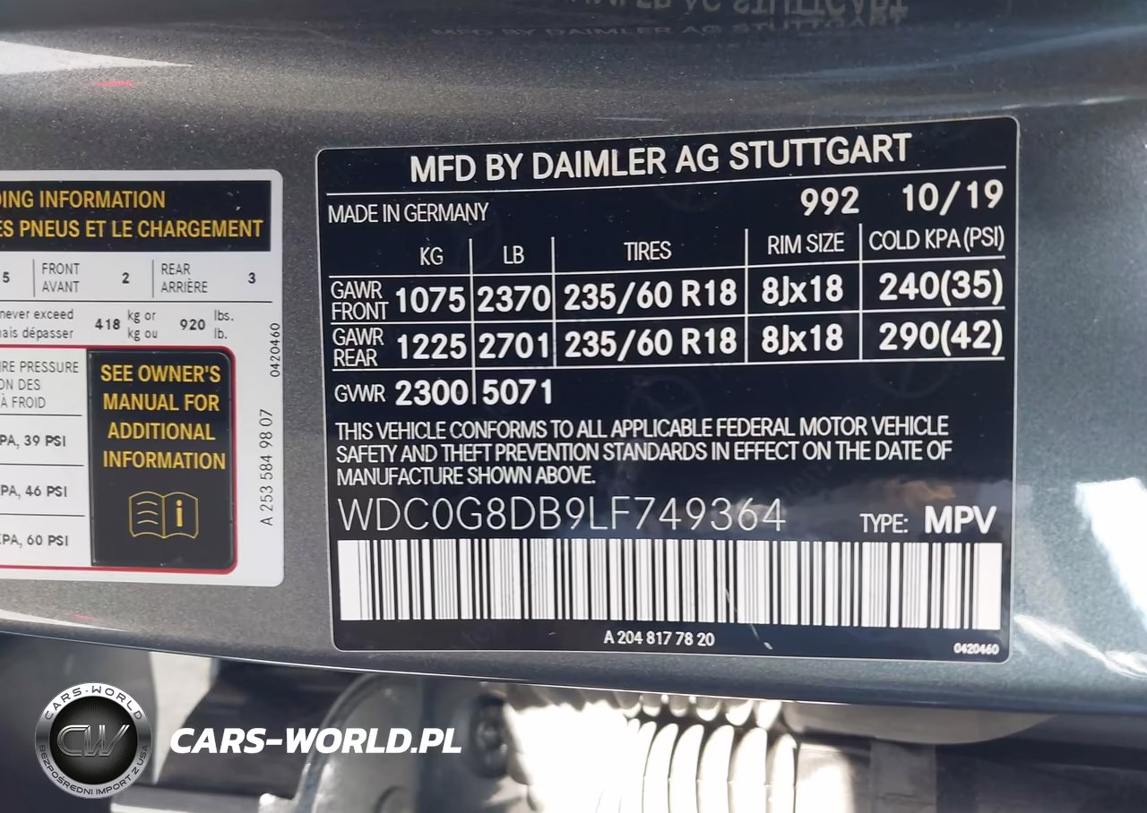 2020 Mercedes-Benz Glc 300 VIN:WDC0G8DB9LF749364 - 9