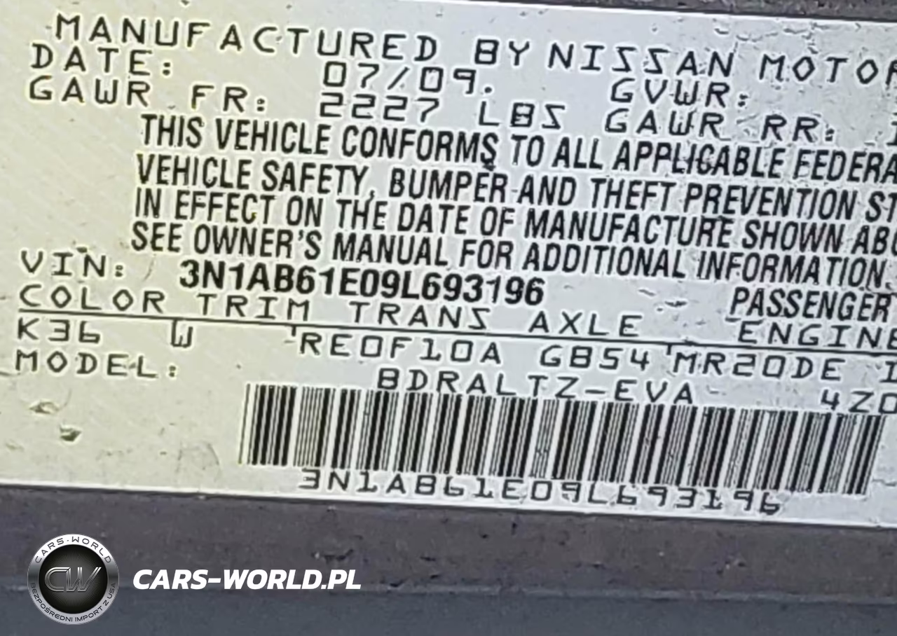 2009 Nissan Sentra 2.0S VIN:3N1AB61E09L693196 - 9