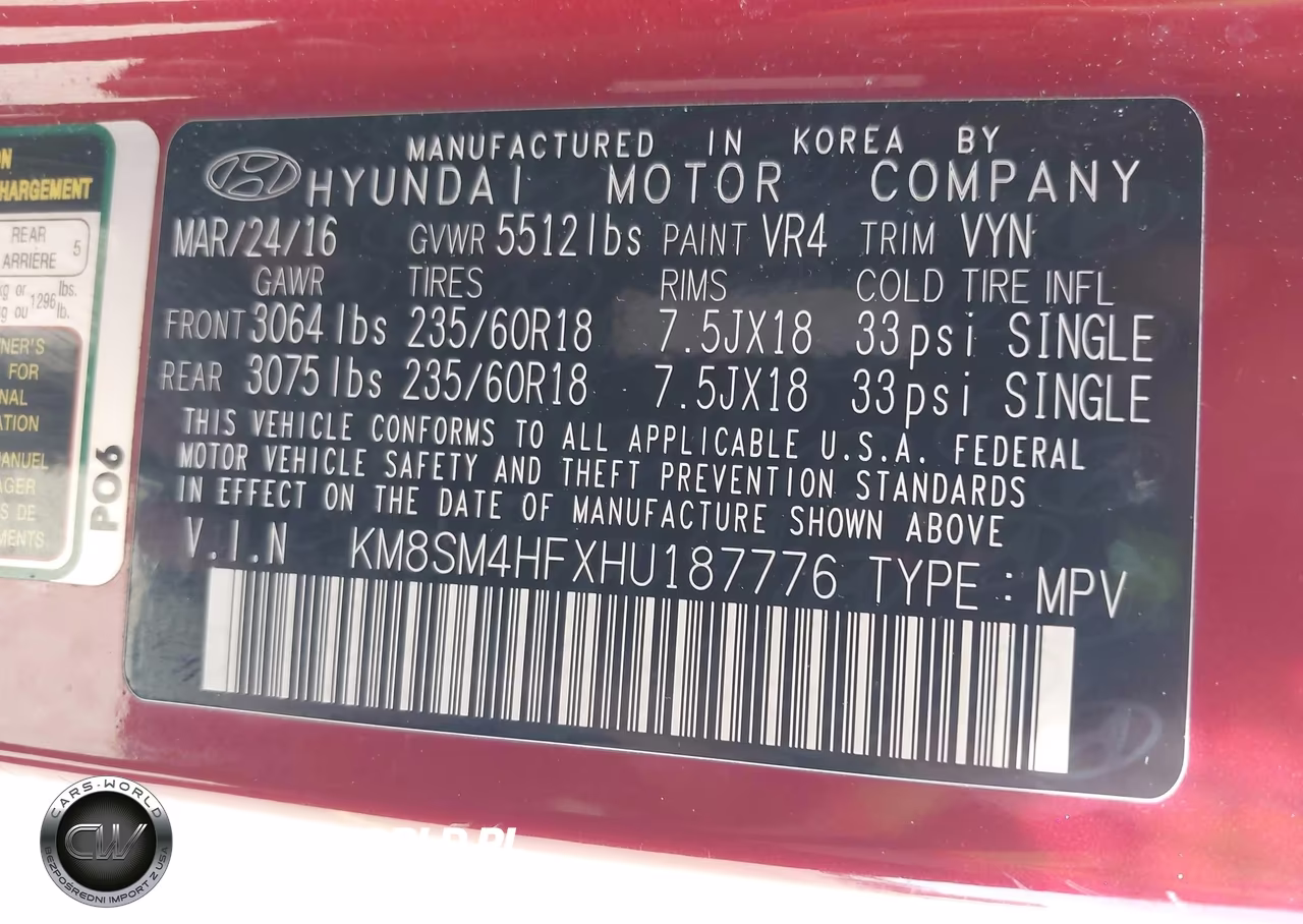2017 Hyundai Santa Fe Se VIN:KM8SM4HFXHU187776 - 9
