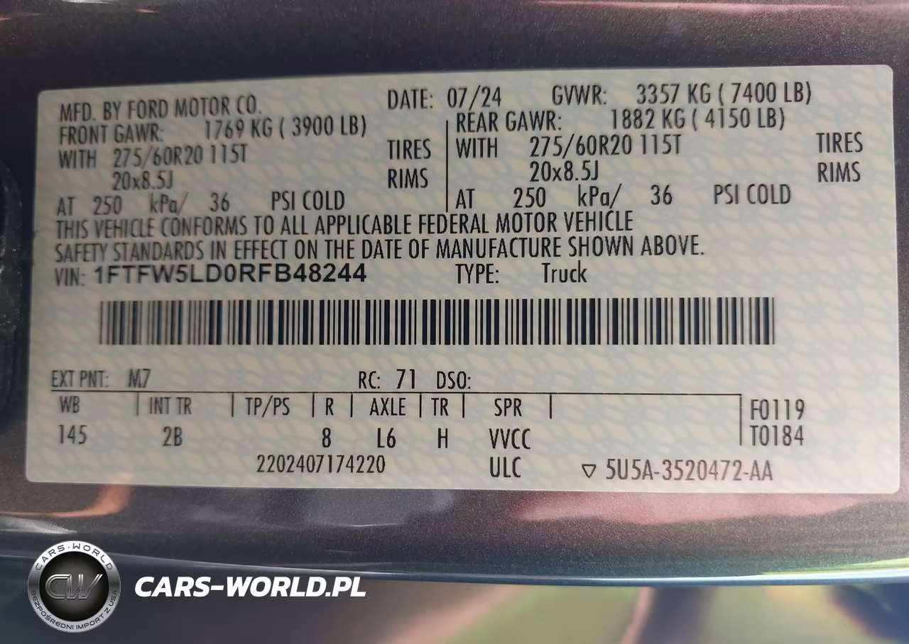 2024 Ford F-150 Lariat VIN:1FTFW5LD0RFB48244 - 9