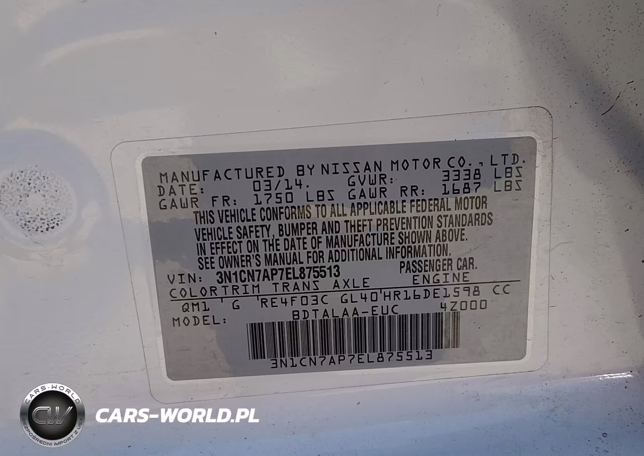 2014 Nissan Versa 1.6 S VIN:3N1CN7AP7EL875513 - 9