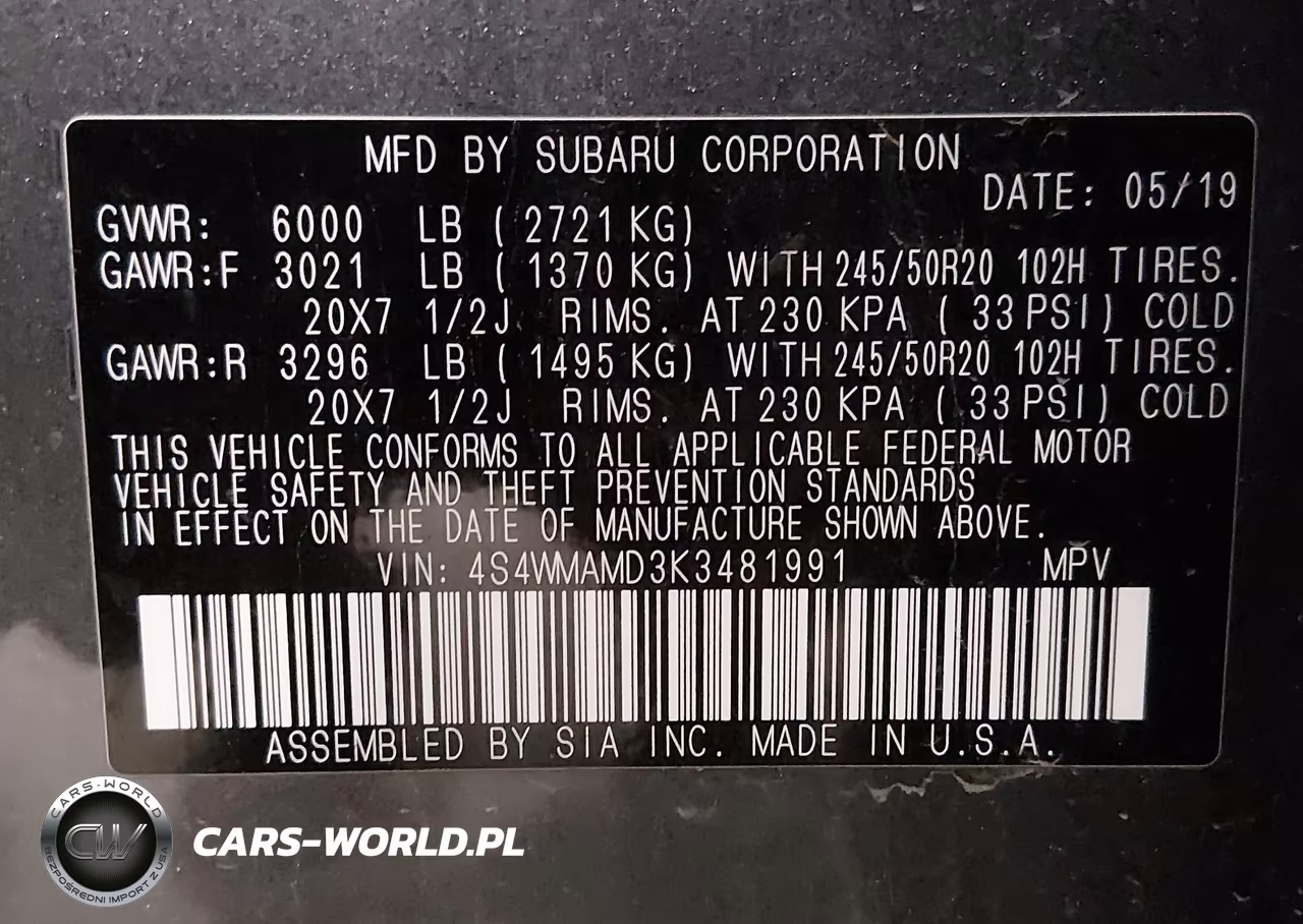 2019 Subaru Ascent Limited VIN:4S4WMAMD3K3481991 - 9