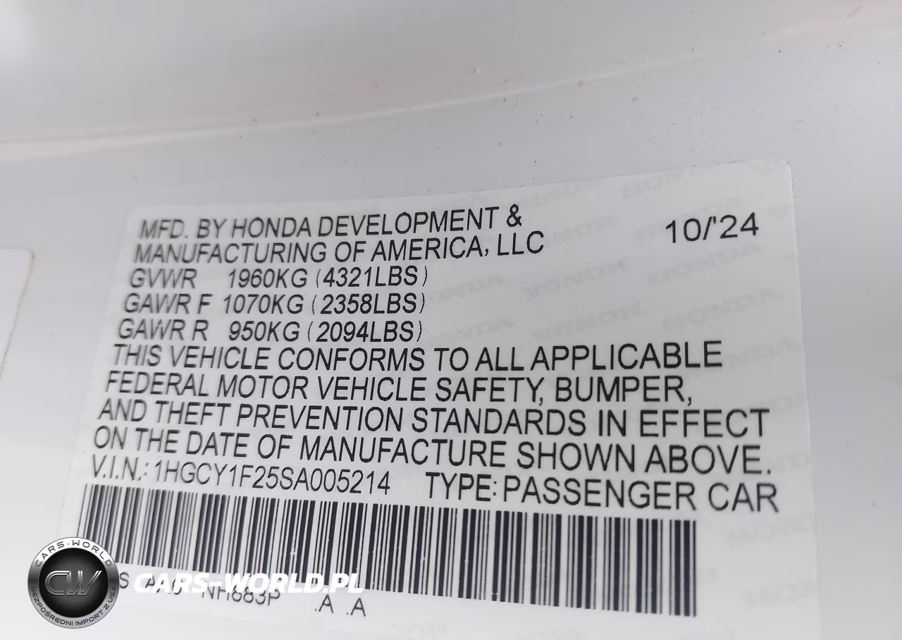 2025 Honda Accord Lx VIN:1HGCY1F25SA005214 - 9