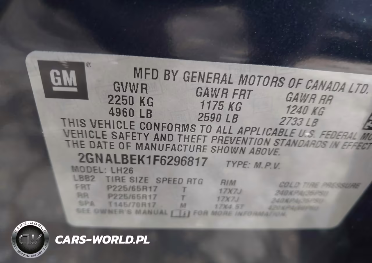 2015 Chevrolet Equinox 1Lt VIN:2GNALBEK1F6296817 - 9