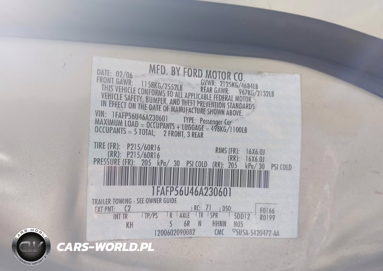 2006 Ford Taurus Sel VIN:1FAFP56U46A230601 - 9