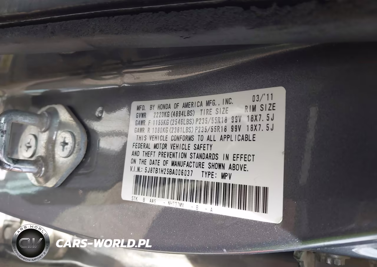 2011 Acura Rdx VIN:5J8TB1H25BA006037 - 9
