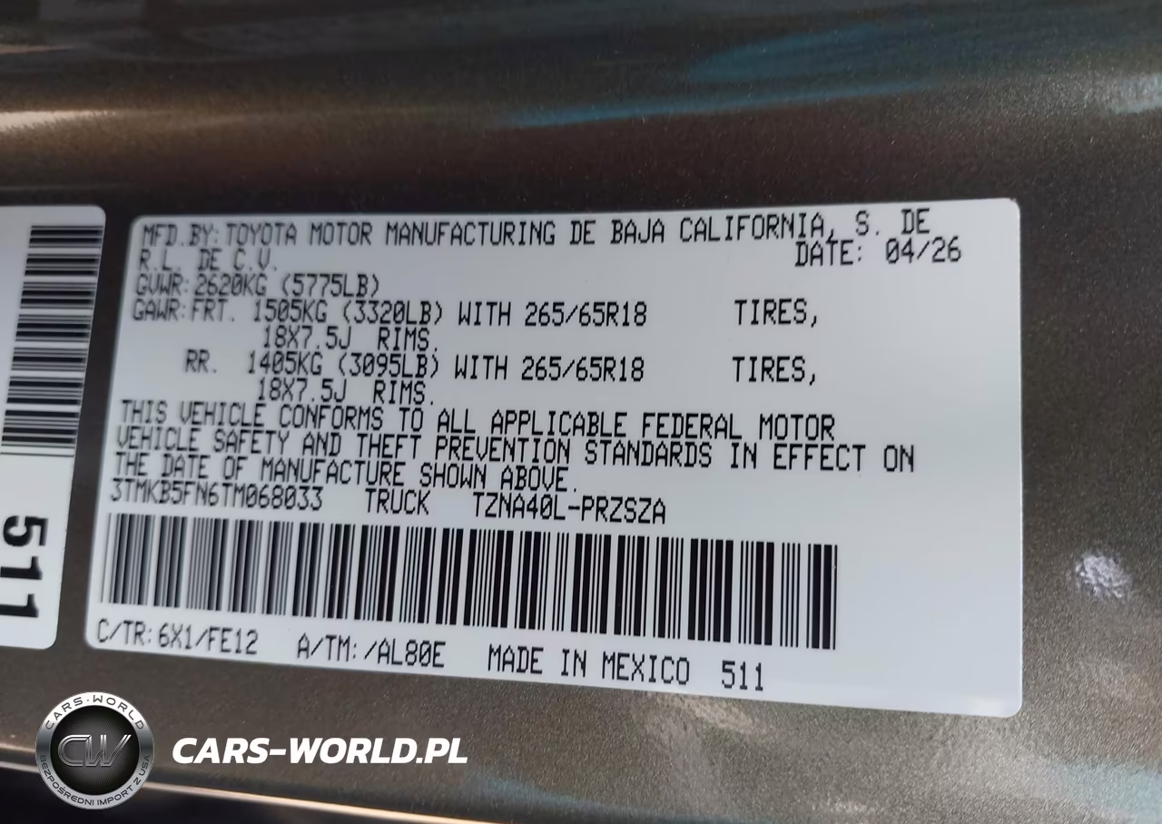 2026 Toyota Tacoma Trd Sport VIN:3TMKB5FN6TM068033 - 9