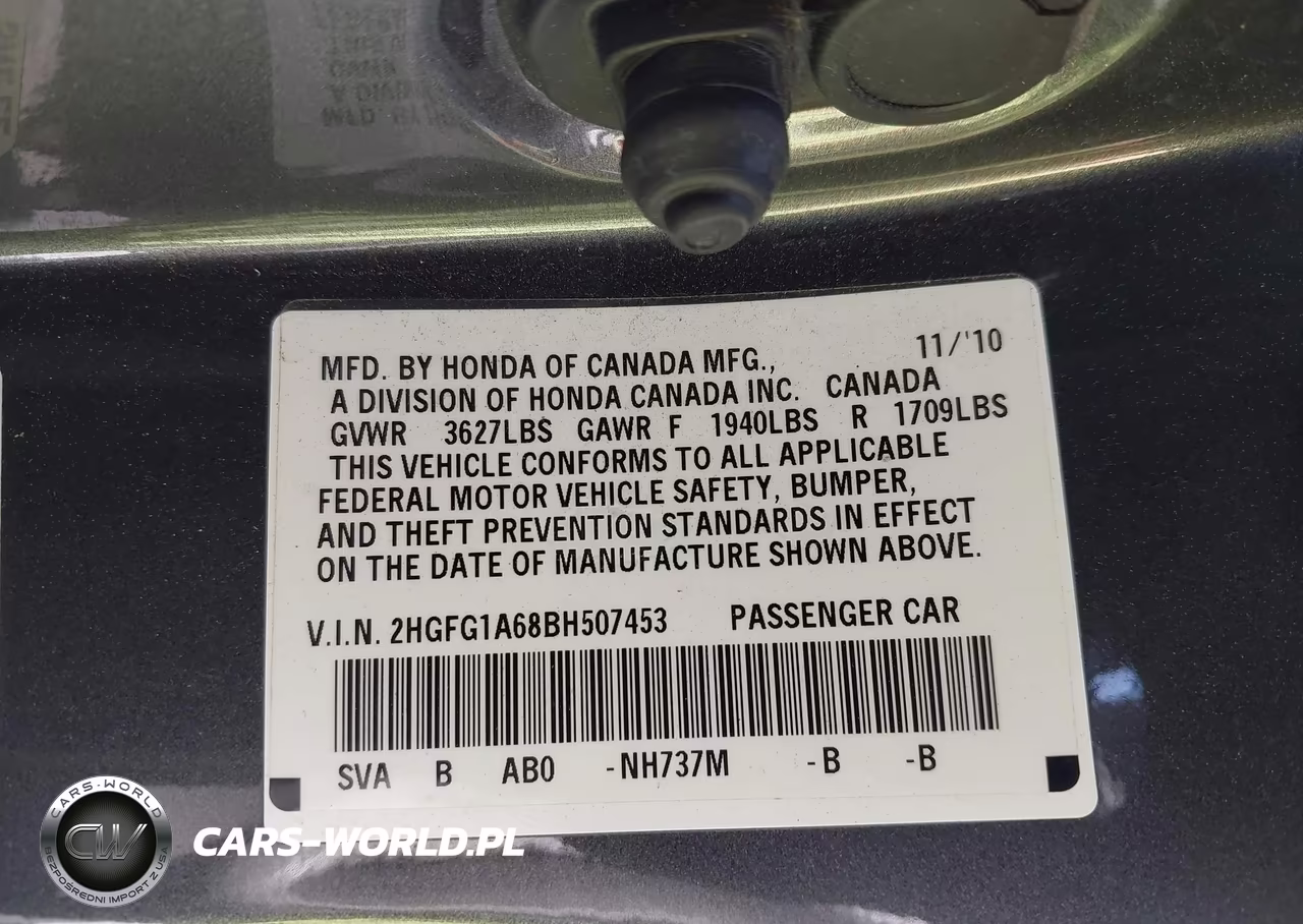 2011 Honda Civic Lx VIN:2HGFG1A68BH507453 - 9