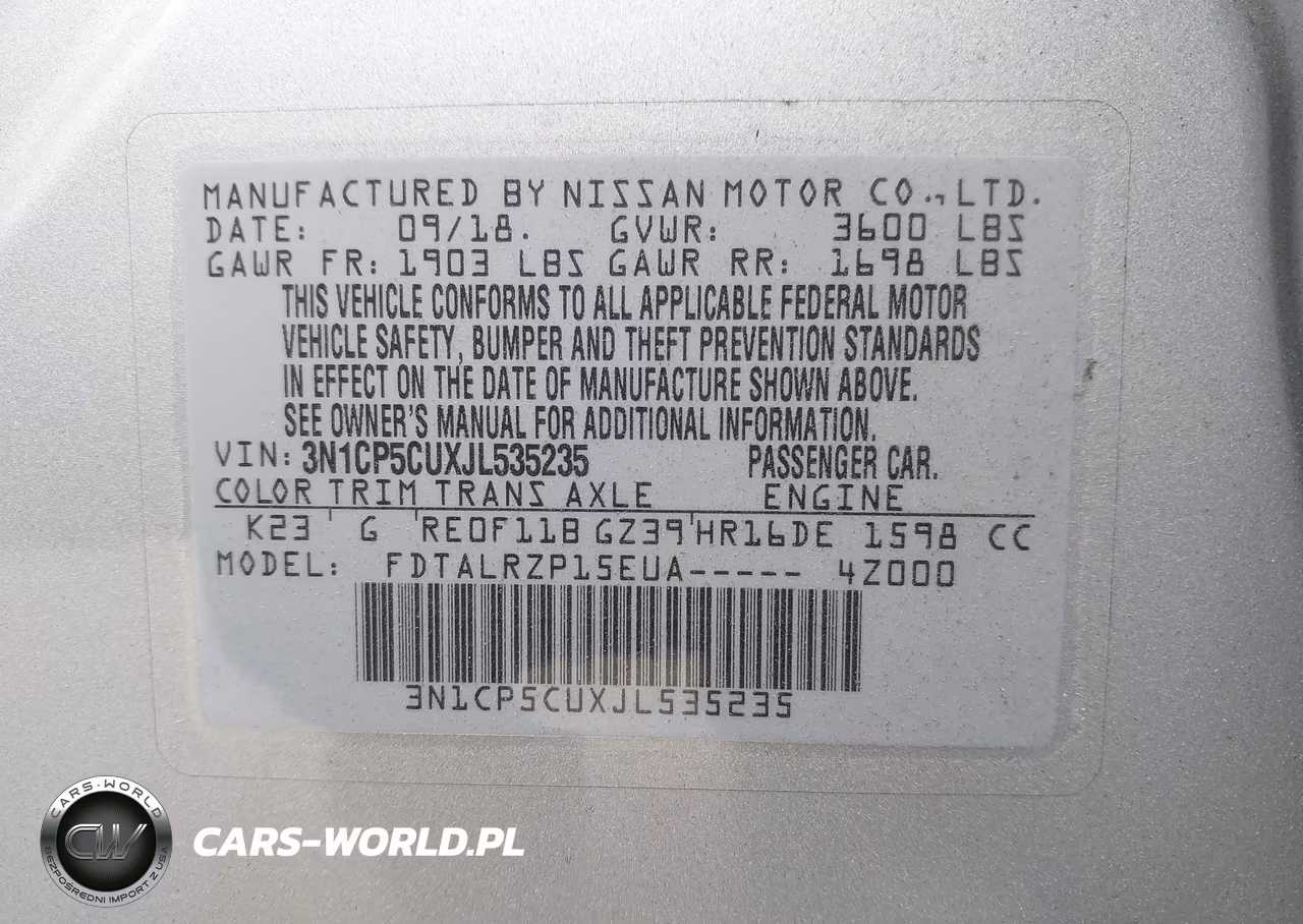 2018 Nissan Kicks S VIN:3N1CP5CUXJL535235 - 9