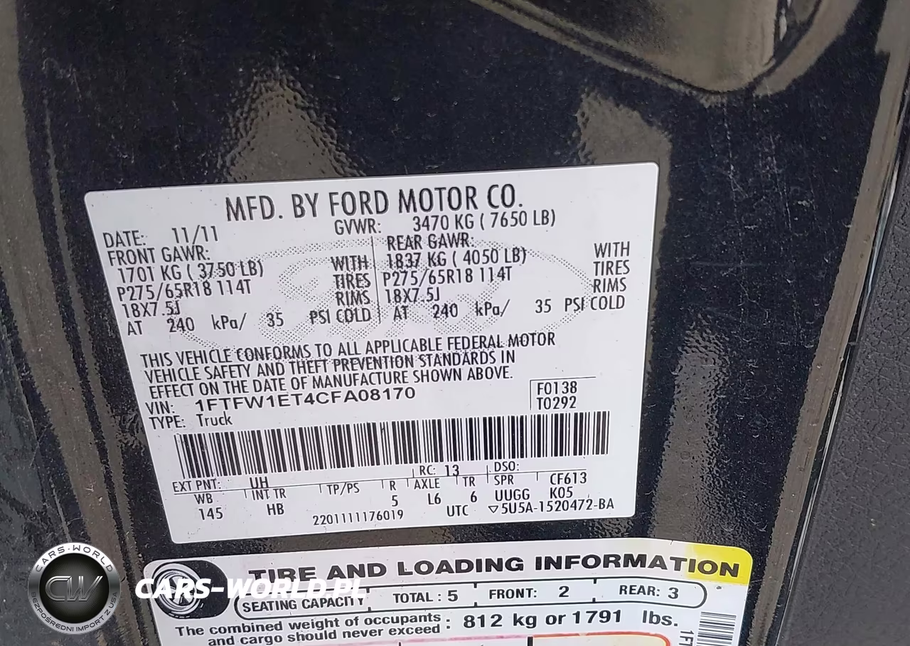 2012 Ford F-150 Lariat VIN:1FTFW1ET4CFA08170 - 9