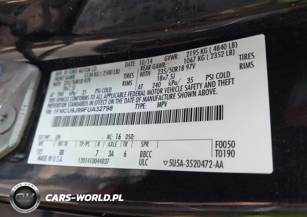 2015 Ford Escape Titanium VIN:1FMCU9J99FUA32798 - 9