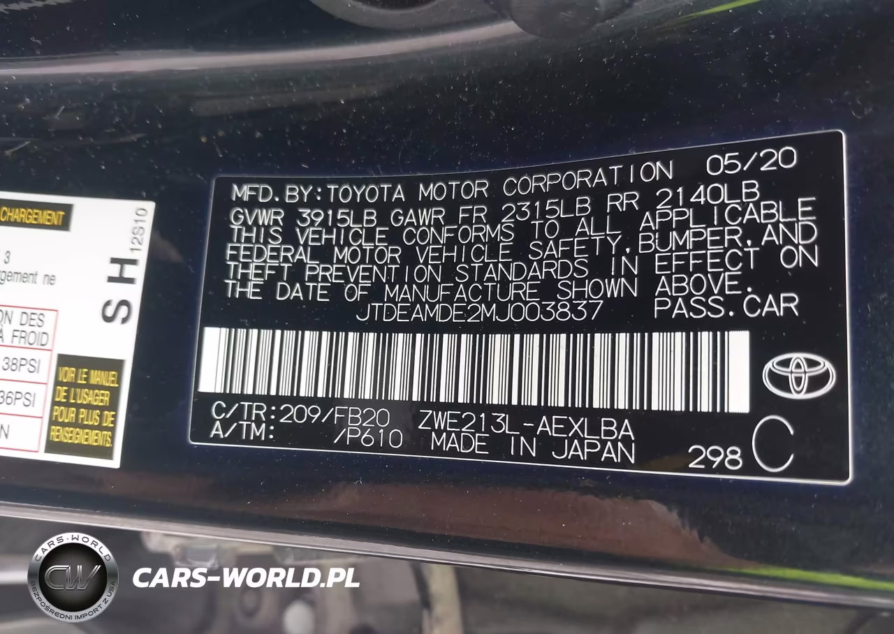 2021 Toyota Corolla Hybrid Le VIN:JTDEAMDE2MJ003837 - 9