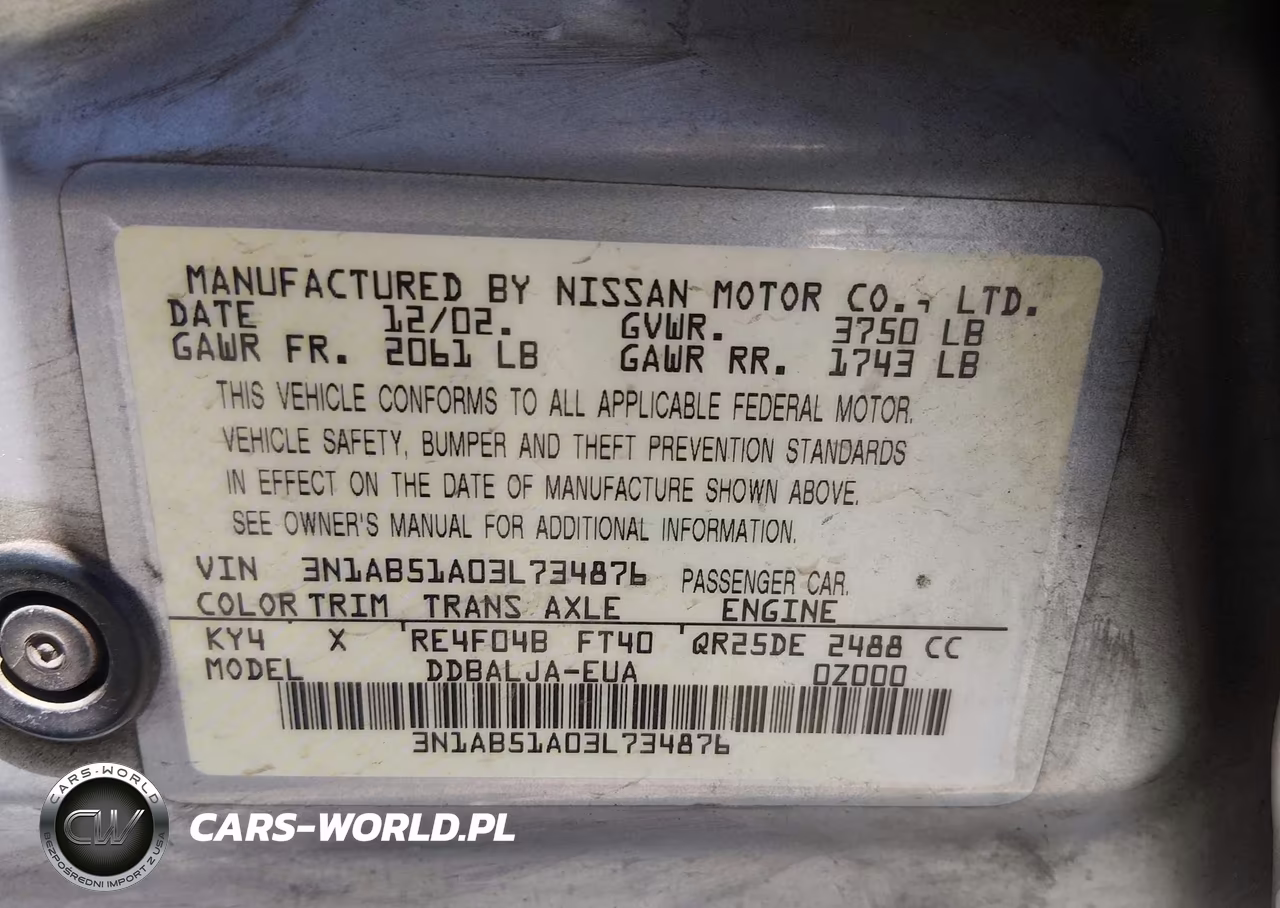 2003 Nissan Sentra Gxe Limited Edition VIN:3N1AB51A03L734876 - 9