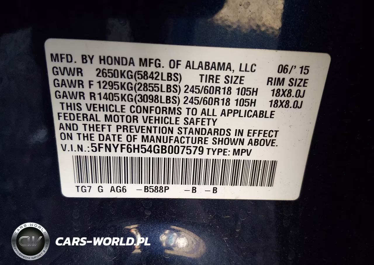 2016 Honda Pilot Ex-L VIN:5FNYF6H54GB007579 - 9