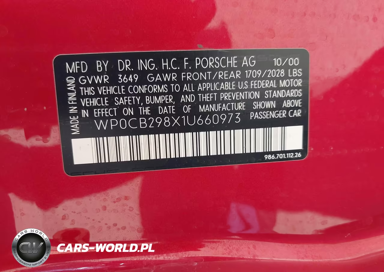 2001 Porsche Boxster S VIN:WP0CB298X1U660973 - 9