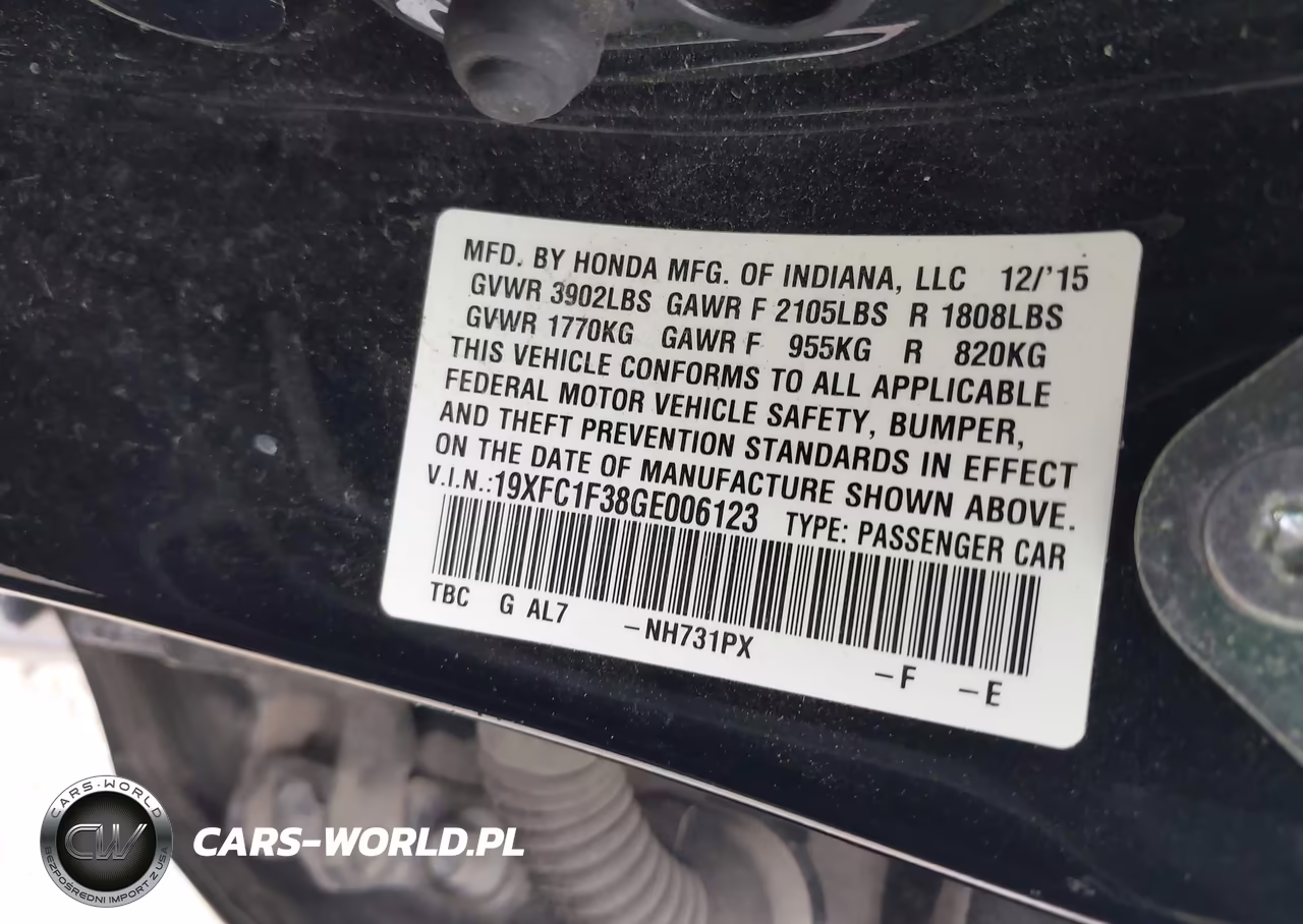 2016 Honda Civic Ex-T VIN:19XFC1F38GE006123 - 9