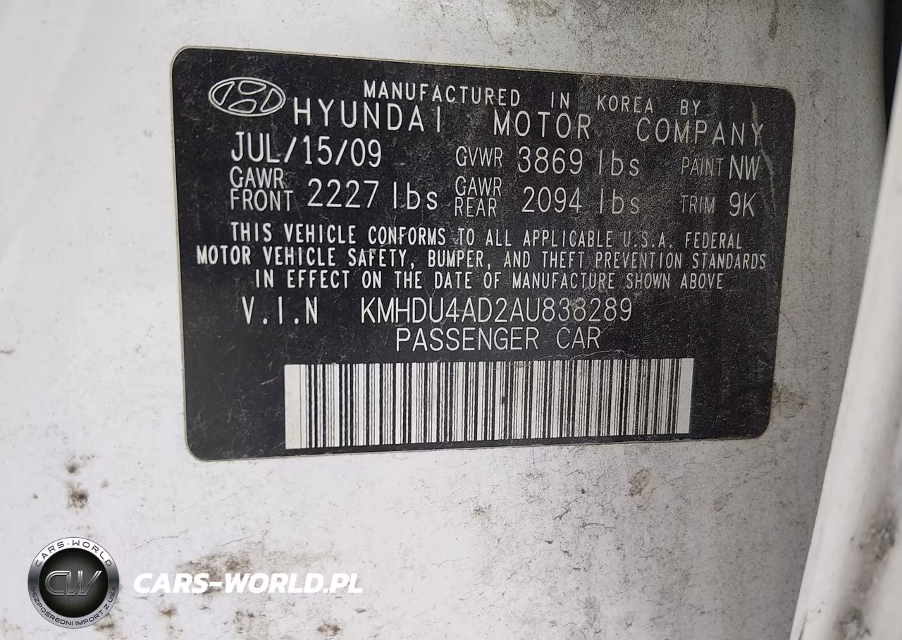 2010 Hyundai Elantra Gls VIN:KMHDU4AD2AU838289 - 9