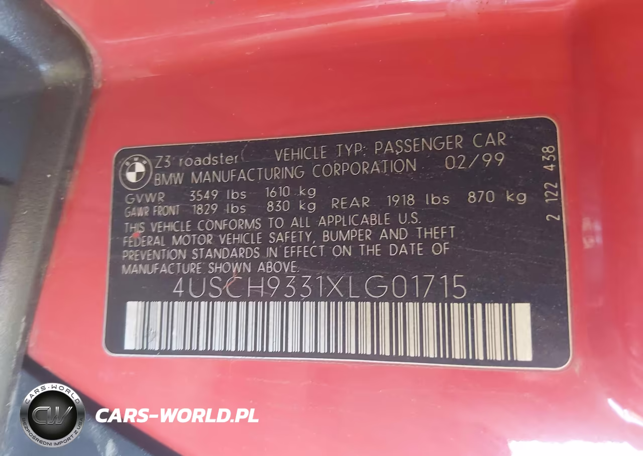 1999 BMW Z3 2.3 VIN:4USCH9331XLG01715 - 9