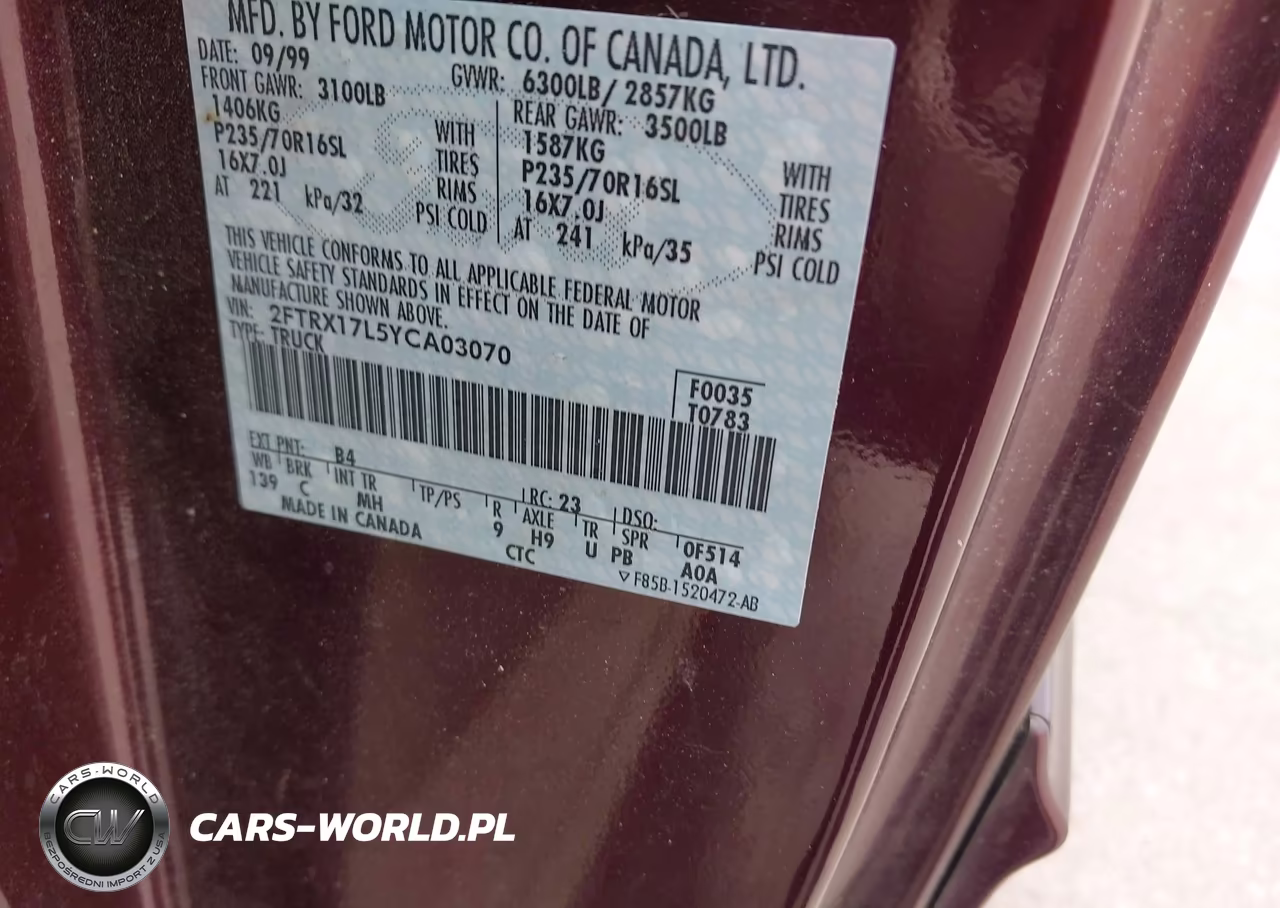 2000 Ford F-150 Lariat-Work Series-Xl-Xlt VIN:2FTRX17L5YCA03070 - 9