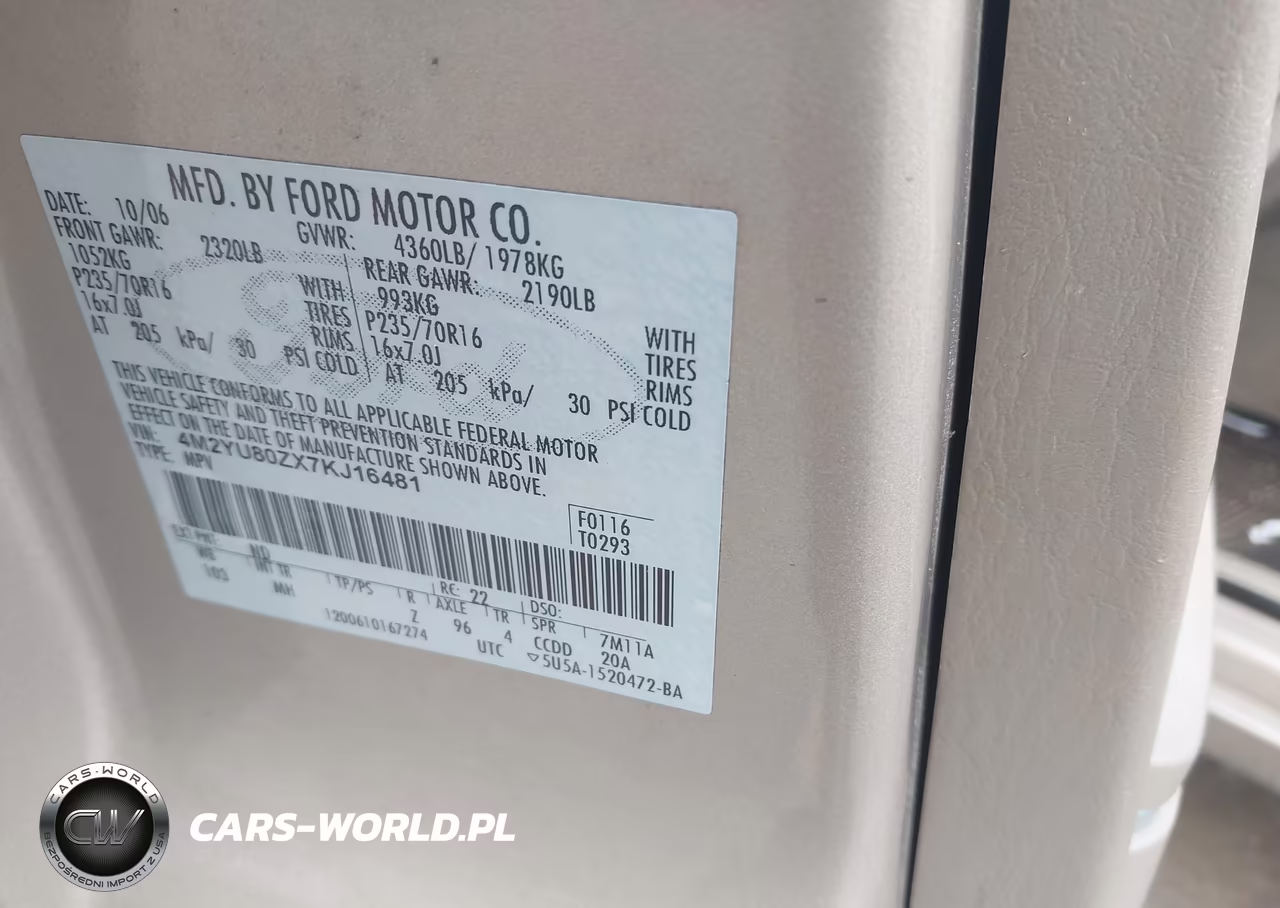 2007 Mercury Mariner Convenience VIN:4M2YU80ZX7KJ16481 - 9
