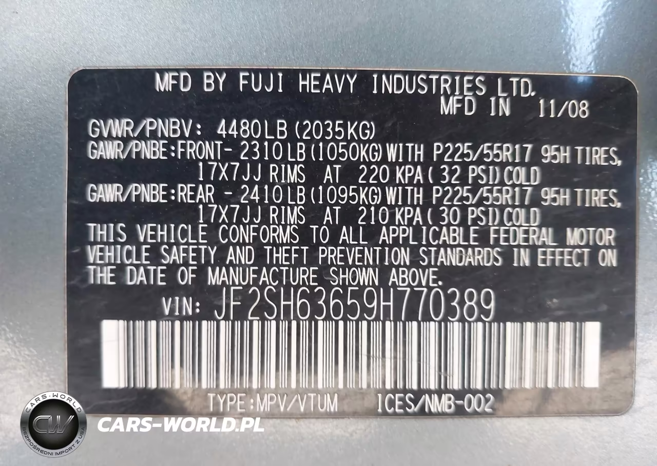 2009 Subaru Forester 2.5X VIN:JF2SH63659H770389 - 9