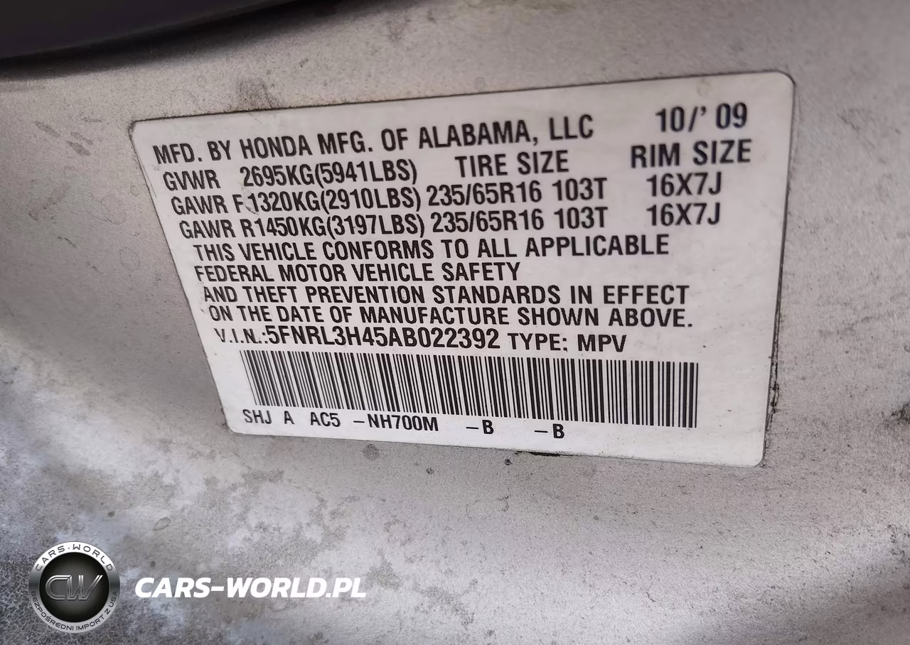 2010 Honda Odyssey Ex VIN:5FNRL3H45AB022392 - 9