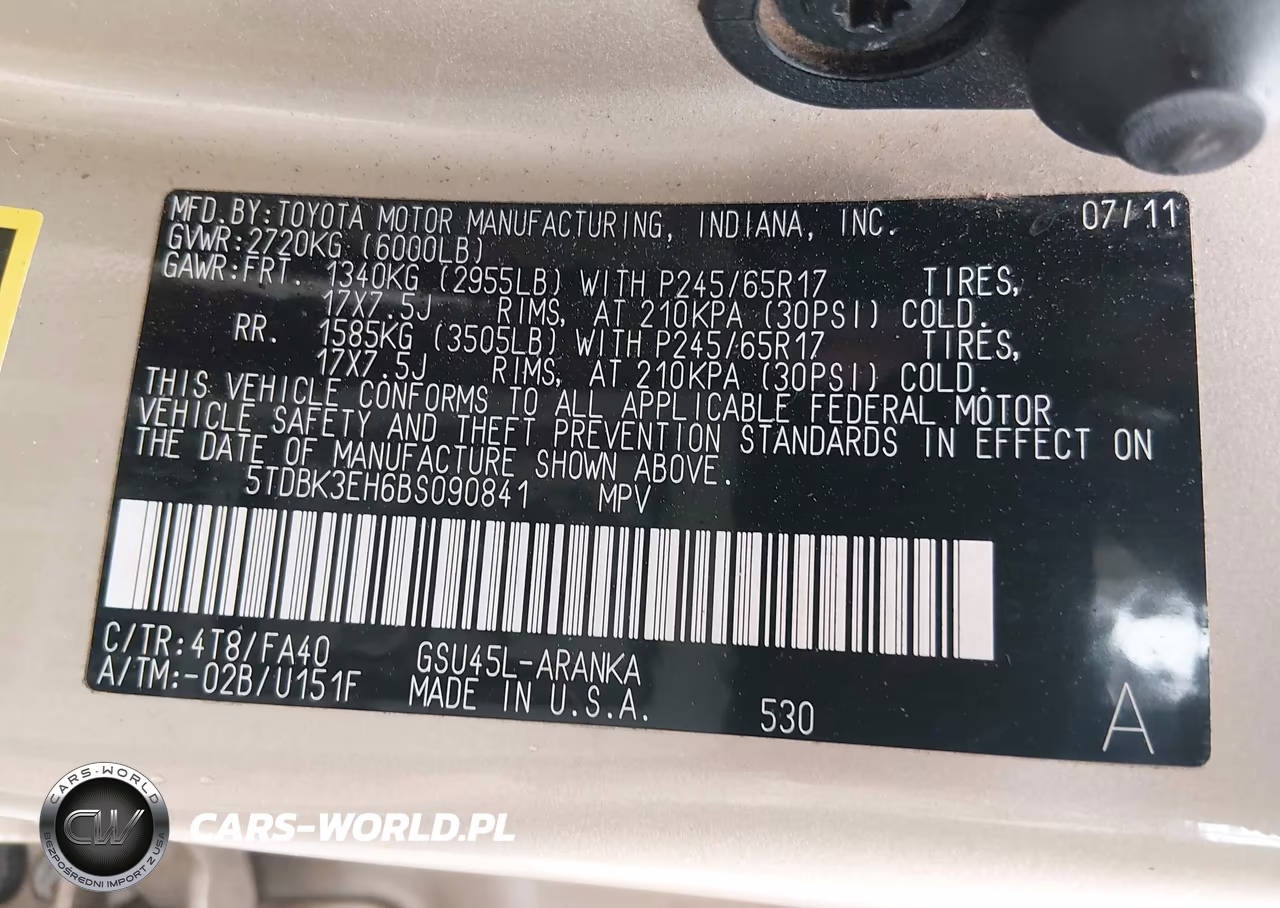 2011 Toyota Highlander Base V6 VIN:5TDBK3EH6BS090841 - 9