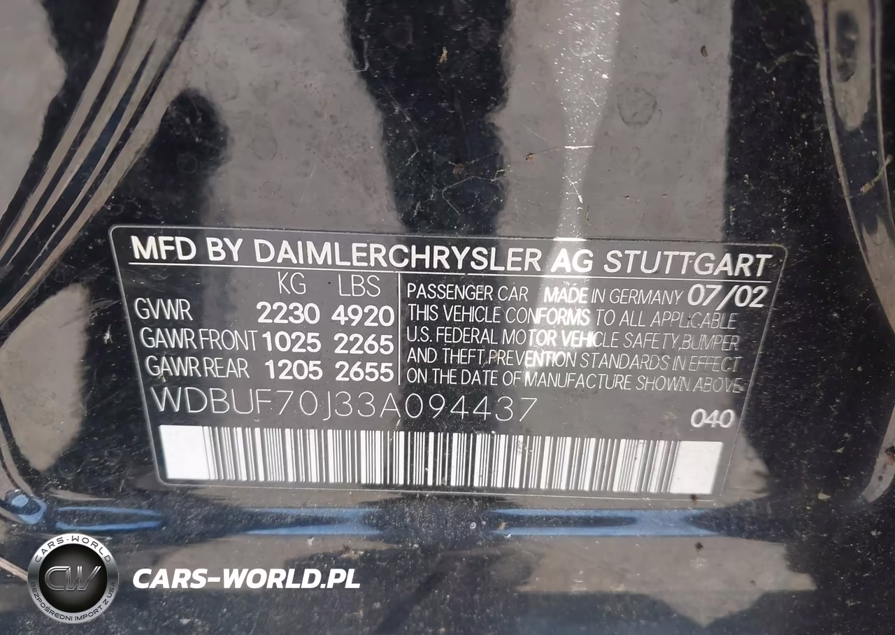 2003 Mercedes-Benz E 500 VIN:WDBUF70J33A094437 - 9