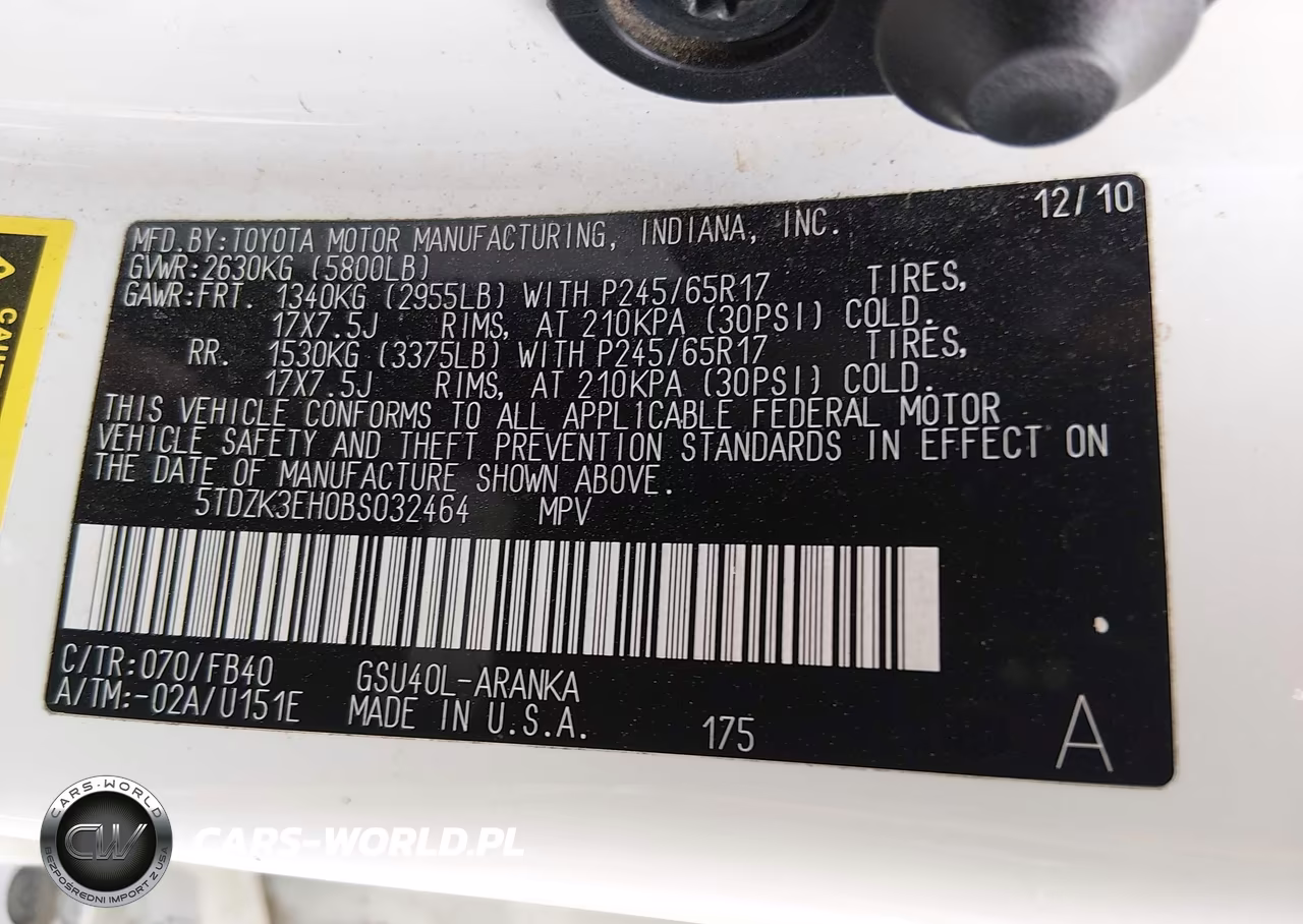 2011 Toyota Highlander Base V6 VIN:5TDZK3EH0BS032464 - 9