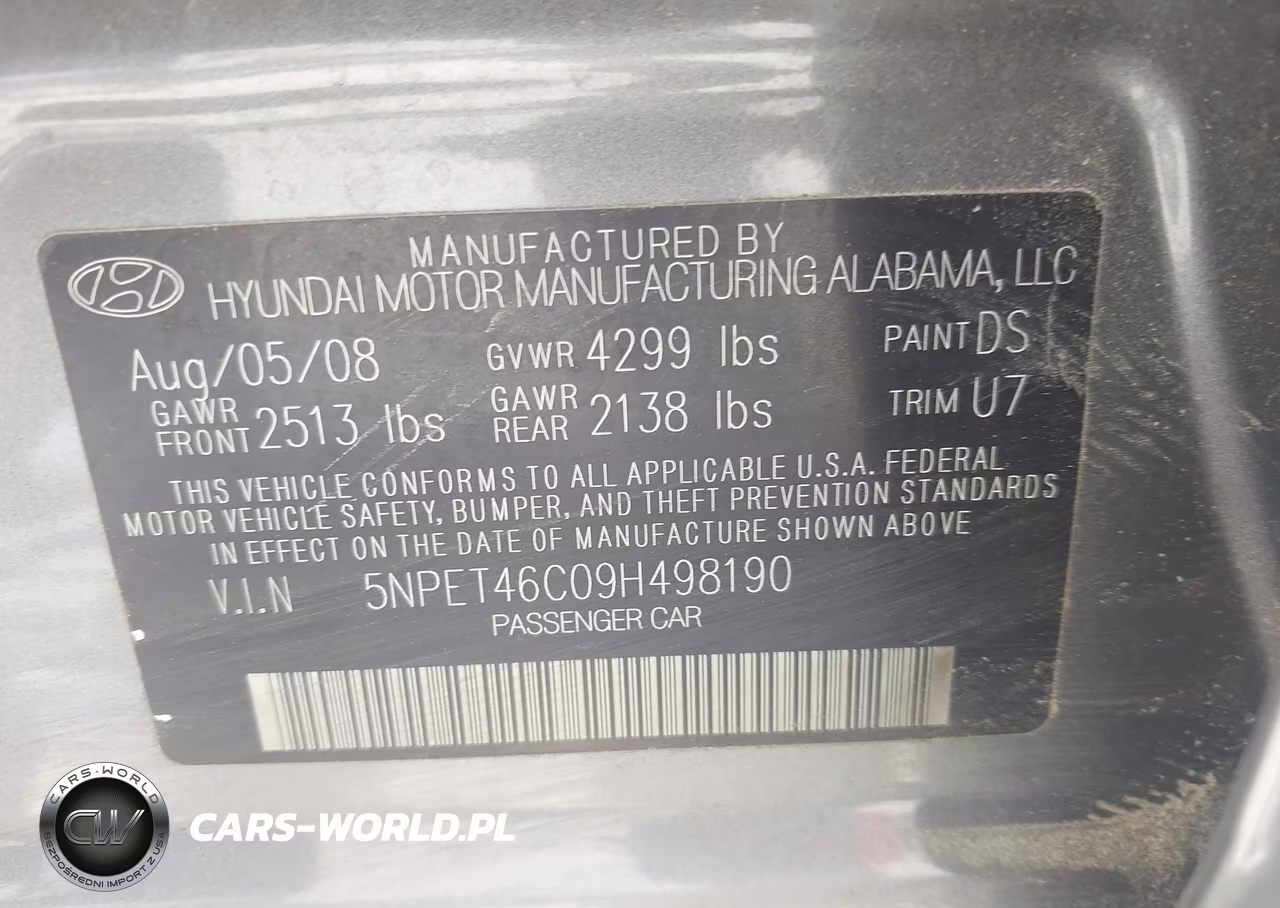 2009 Hyundai Sonata Gls VIN:5NPET46C09H498190 - 9
