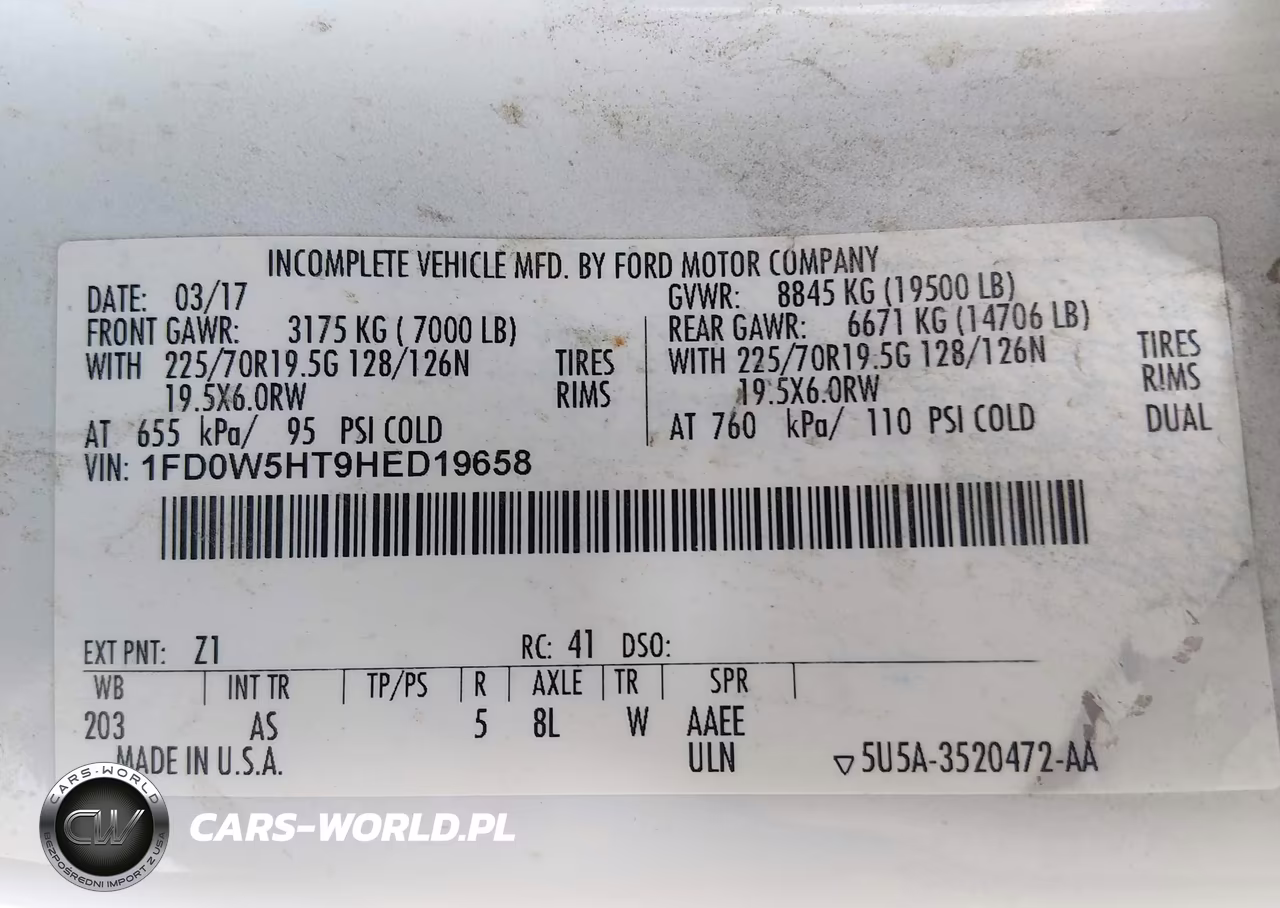 2017 Ford F-550 Chassis Xl VIN:1FD0W5HT9HED19658 - 8