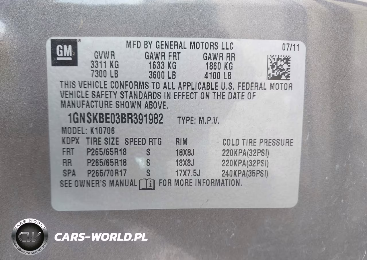 2011 Chevrolet Tahoe Lt VIN:1GNSKBE03BR391982 - 9