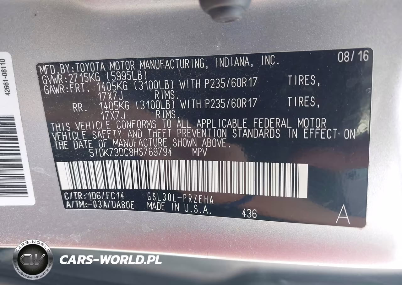 2017 Toyota Sienna Le 8 Passenger VIN:5TDKZ3DC8HS769794 - 9