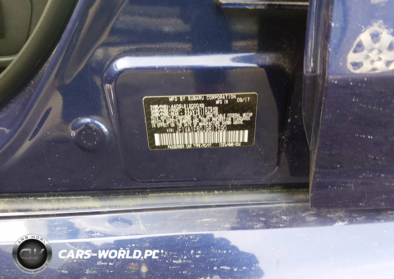 2018 Subaru Wrx Limited VIN:JF1VA1F60J9817590 - 9