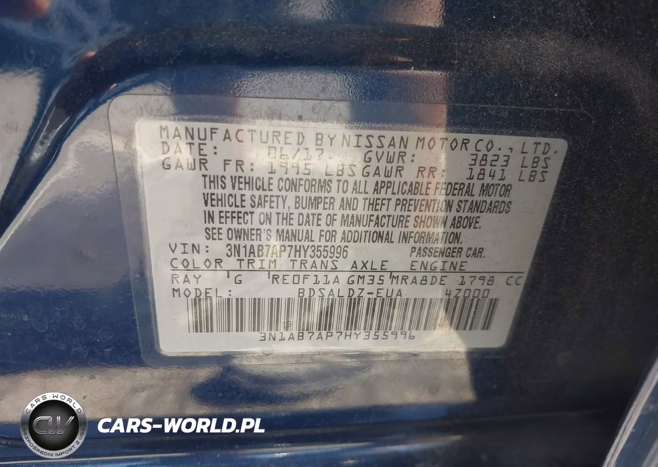 2017 Nissan Sentra Sv VIN:3N1AB7AP7HY355996 - 9