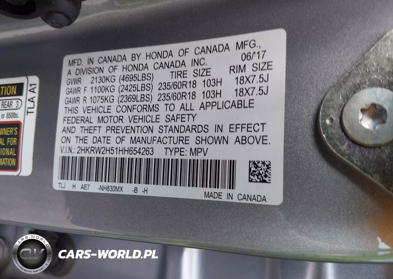 2017 Honda Cr-V Ex VIN:2HKRW2H51HH654263 - 9